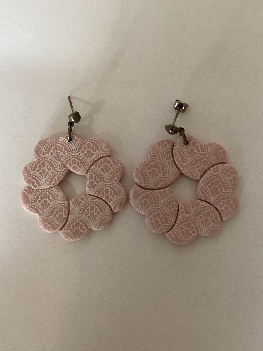 Petal‎ Lace Pink Drop Earrings for Women